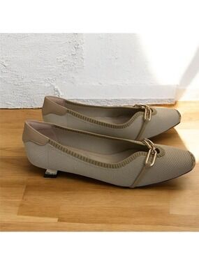 Beige Knit Low Heel Stretch Flats Size 6
